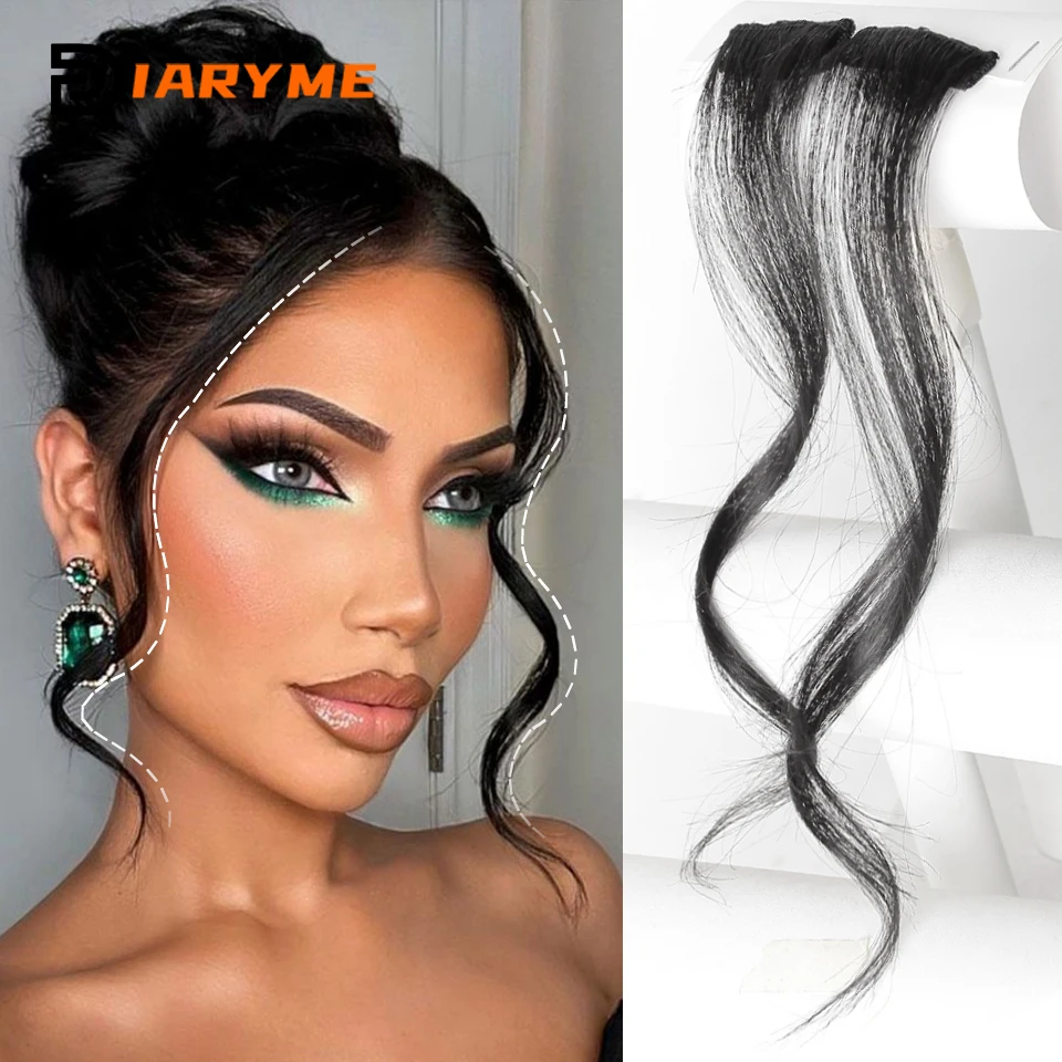 Franja de cabelo com clipe frontal para mulheres, franja sintética, franja lateral, extensões de cabelo, preto natural, acessórios para cabelo