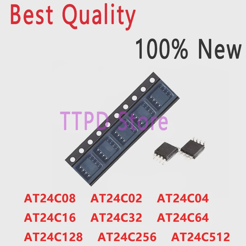 

(10pcs) 100% New AT24C08 AT24C02 AT24C04 AT24C16 AT24C32 AT24C64 AT24C128 AT24C256 AT24C512 N BN AN SOP-8 High Quality