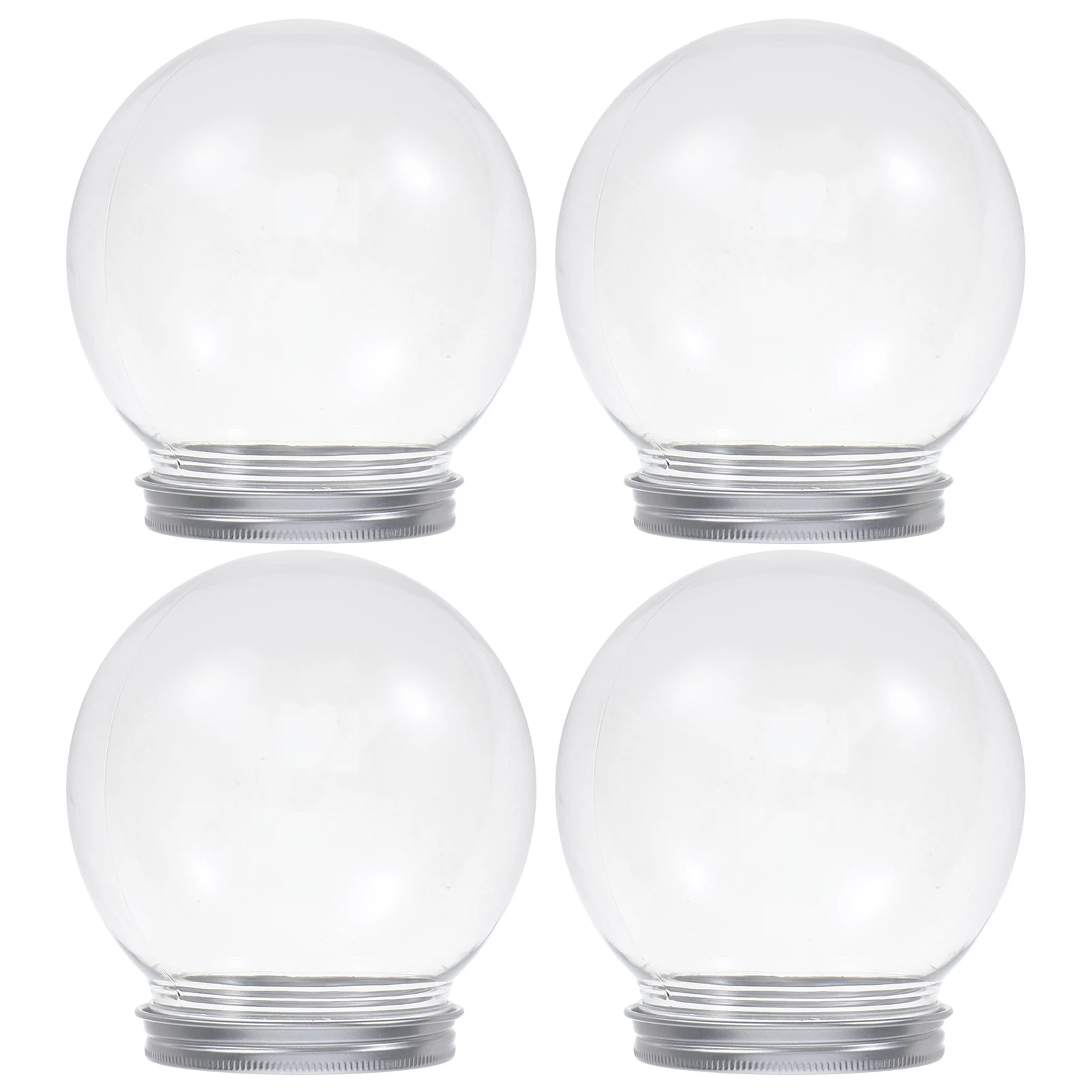 

4Pcs Snow Globe Accessories Empty Clear Plastic Water Globes DIY Craft Supplies for Christmas Xmas Decoration Round Globe Props