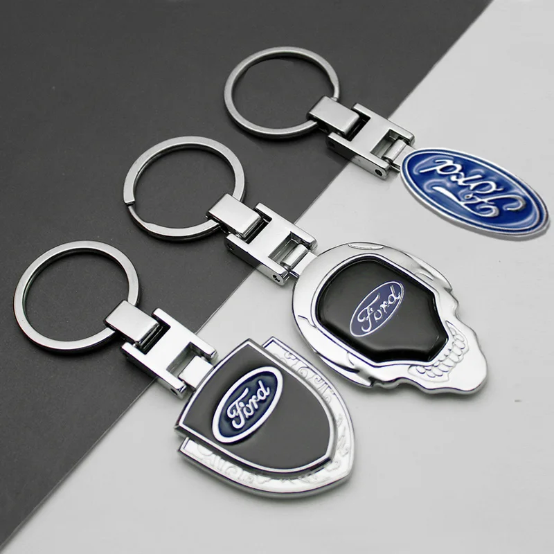 1 pçs 3d metal/couro estilo do carro chaveiro para ford fiesta mondeo fusão escape shelby auto chaveiro acessórios