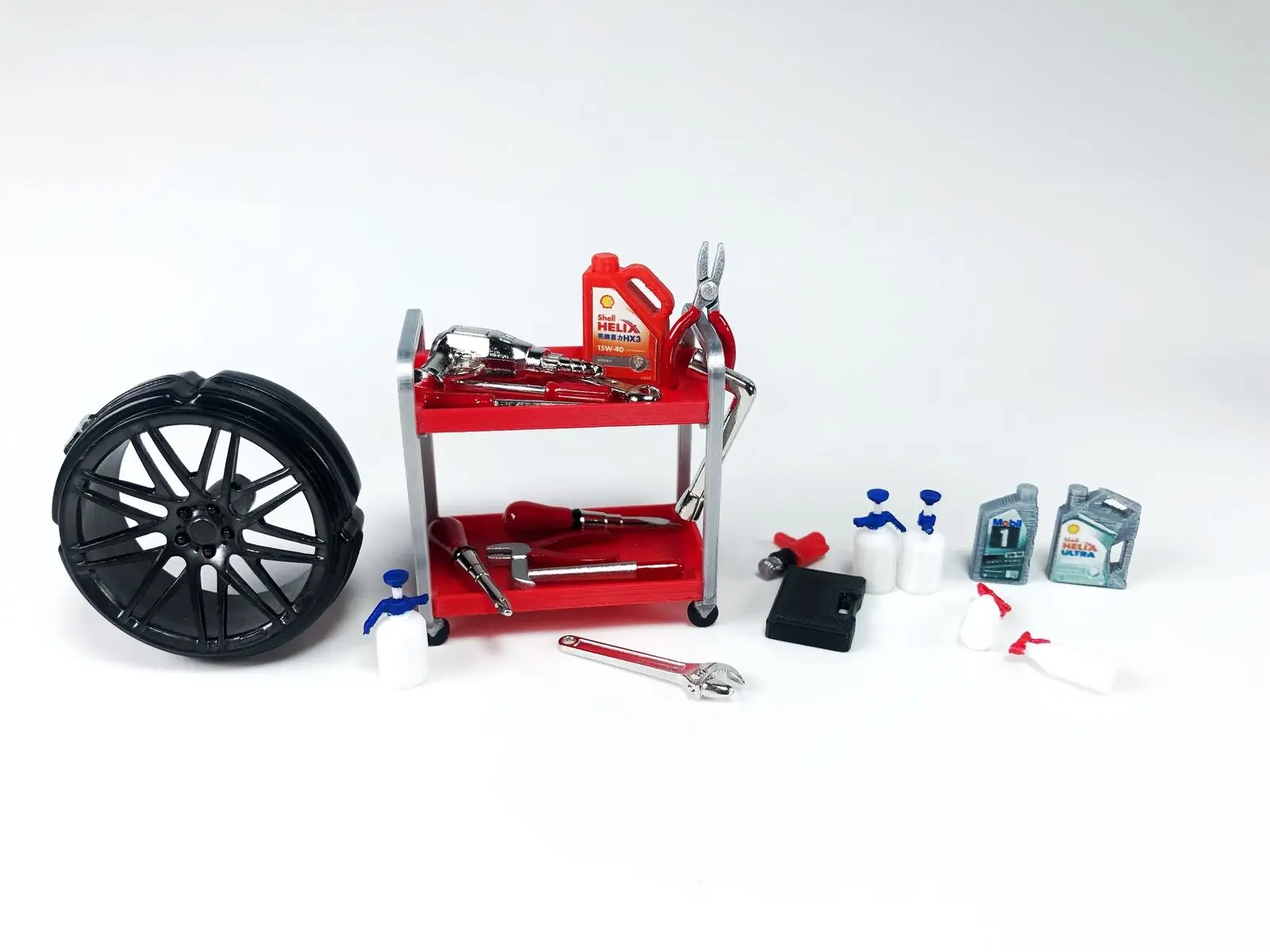 1/18 Diorama zestaw modeli do naprawy samochodów konserwacja rekwizyty warsztatowe akcesoria do modeli scenicznych 11 szt