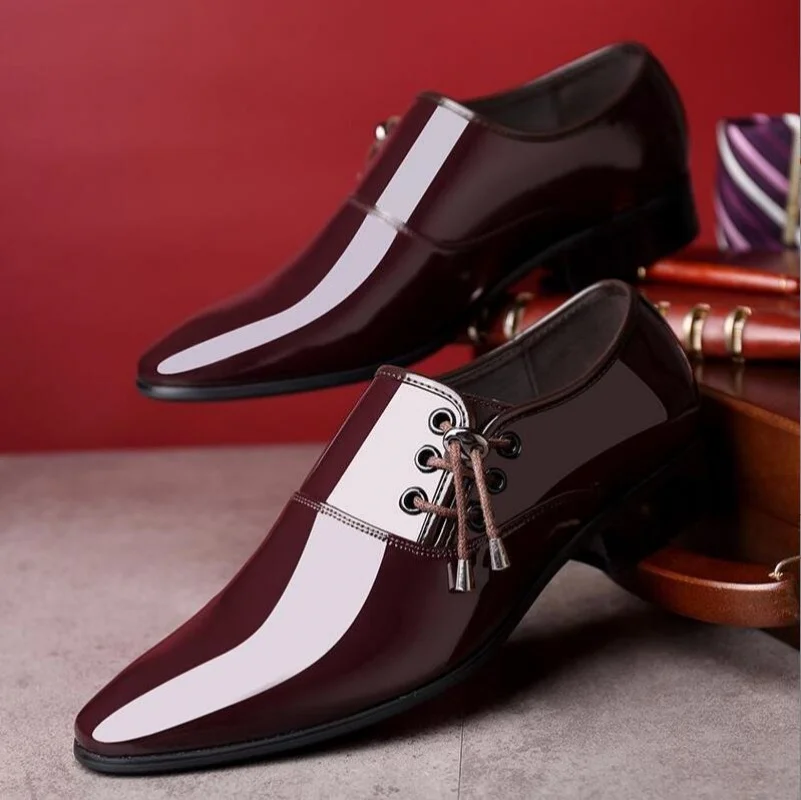 Men's Formal Shoes Patent Leather Pointed Toe Social Shoe Male Bright Upper Spring Autumn  Style High Quality Fashion 39-44 New
