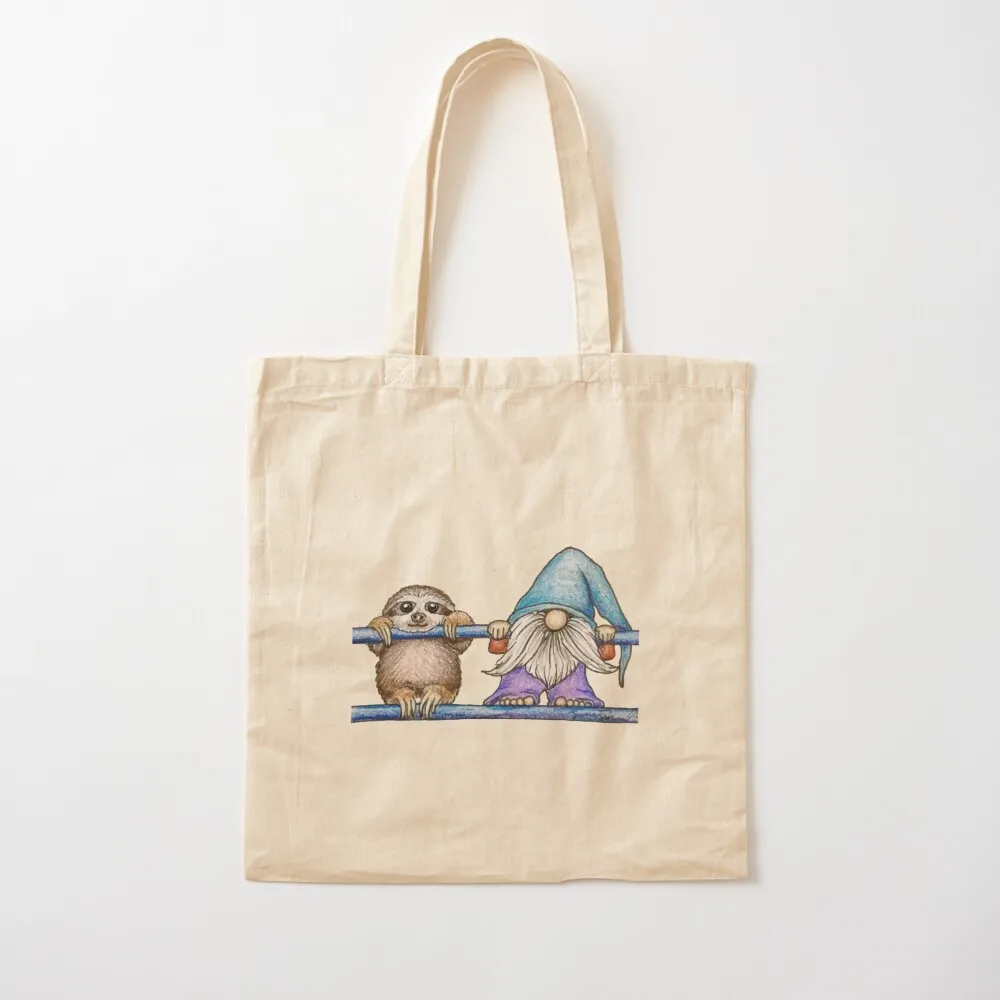 

Gnome and Sloth Tote Bag tote bags cloth bags Shopper handbag Big bag women tote bag men's