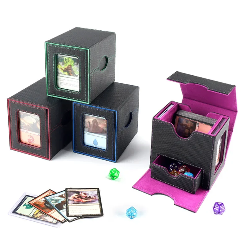 100+ Load Trading Card Deck Box PU Leather Magnetic Closure Game Card Cardpack Storage Box for YuGiOh MTG TCG Sport Cards