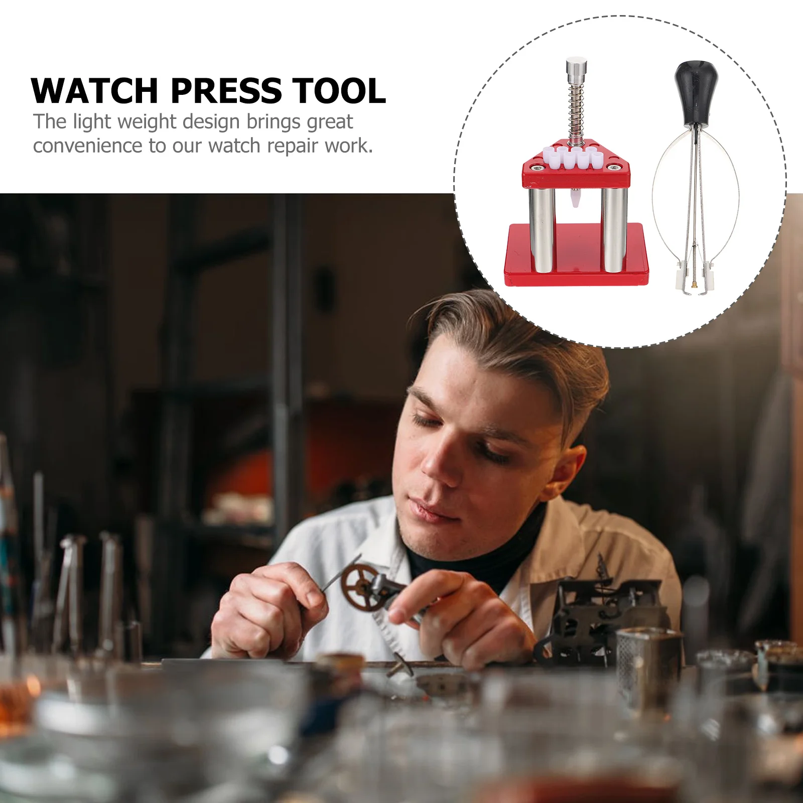

1 Set Watch Repair Tool Kit Premium Alloy Plastic Lightweight Design For Home Use Watch Hand Puller Pin Lever Press Plunger