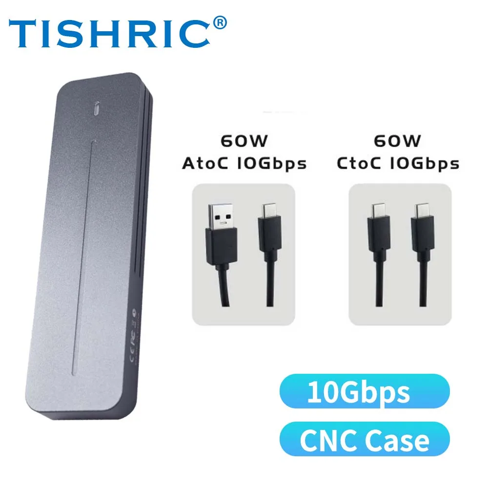 

TISHRIC M.2 NVME 10Gbps USB3.1 Gen2 SSD External HDD Enclosure CNC Enclosure For 2230-2280 NVME Hard Drives Gaming Enclosure
