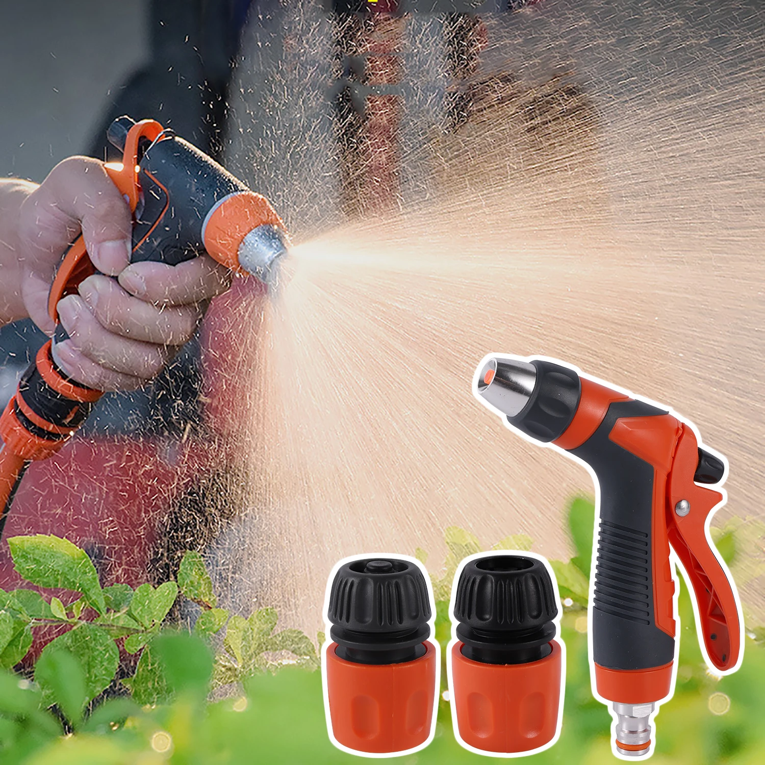 Garden Irrigation Water Gun with Quick Connector Flower Plants Flower Bed Lawn Watering Sprinkler Car Washing Cleaning Spray Gun