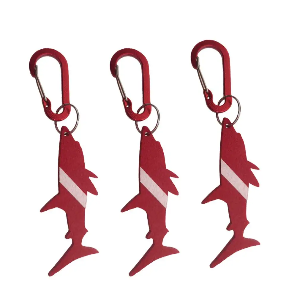Porte-clés de sac de plongée recyclée, 3 pièces, avec mousqueton en alliage d'aluminium, sac à dos de plongée, valise, cœur de requin, cadeau de plongée sous-marine