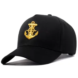 Casquette de Baseball pour hommes, 5 panneaux, solide, 100% coton, grande taille, ancre brodée, haut, visière pare-soleil, Hip Hop, papa, camionneur