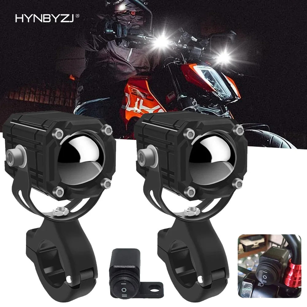 

HYNBYZJ Motorcycle Accessories LED DRL Spotlights Fog Light Auxiliary Working Lamp Three Color Auxiliary Spotlight Bike Headlamp