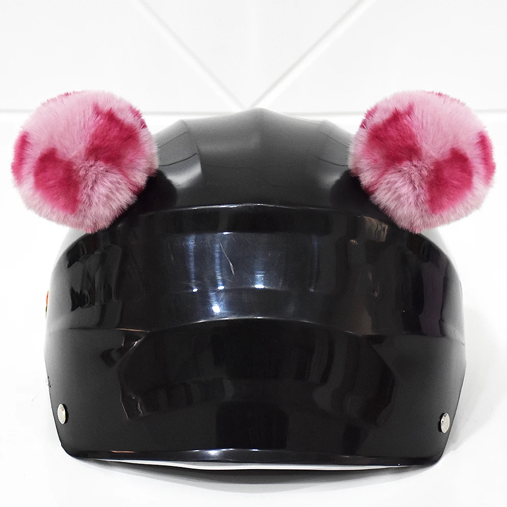 2 pièces/paire créatif mignon casque de moto en peluche oreilles de chat boules déco casque de Motocross décor autocollant accessoires Cosplayer style