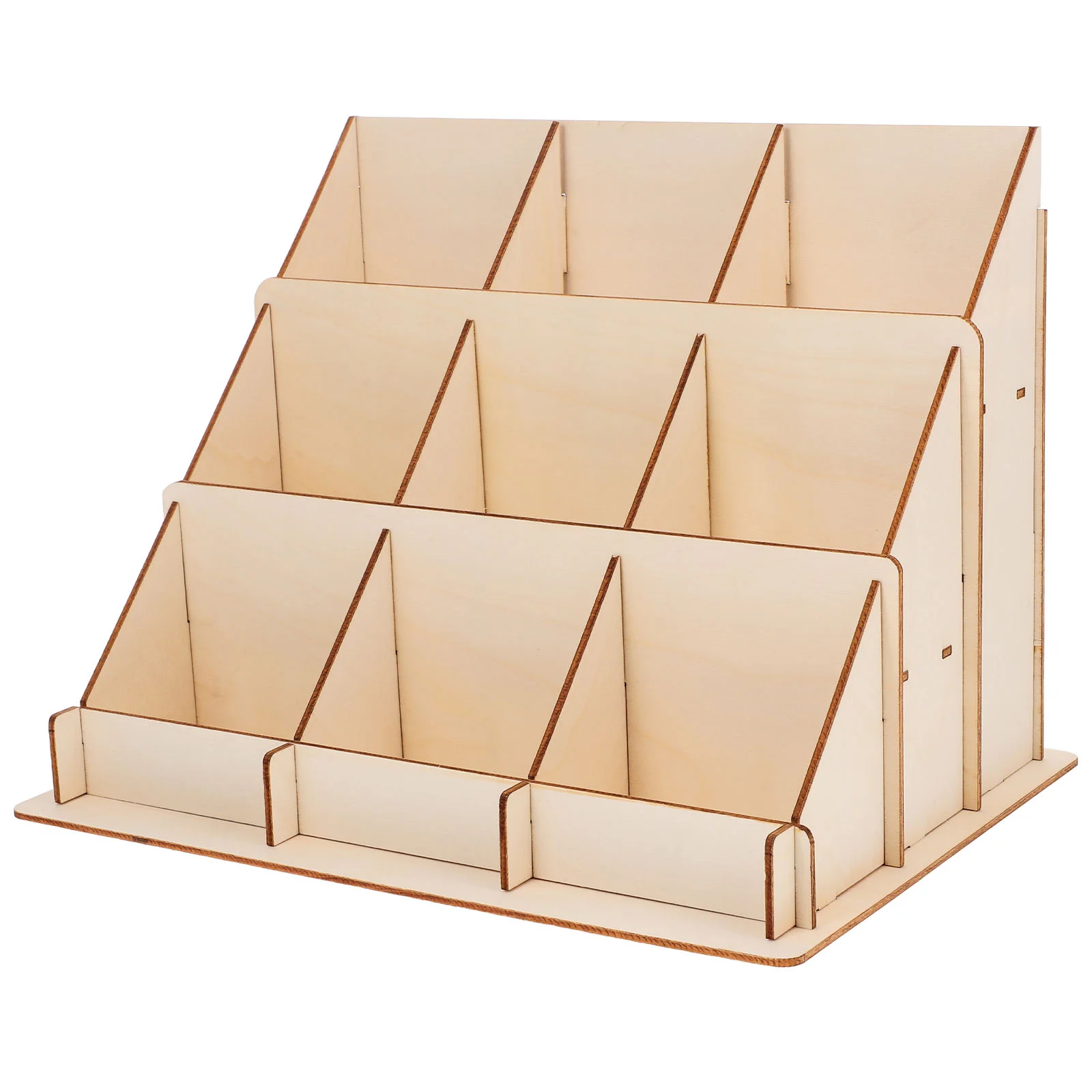 DIY Wooden Card Display Stand Multi-Tiered Wooden Display Rack for Business Cards Postcards and Stickers for Office Desks and Re