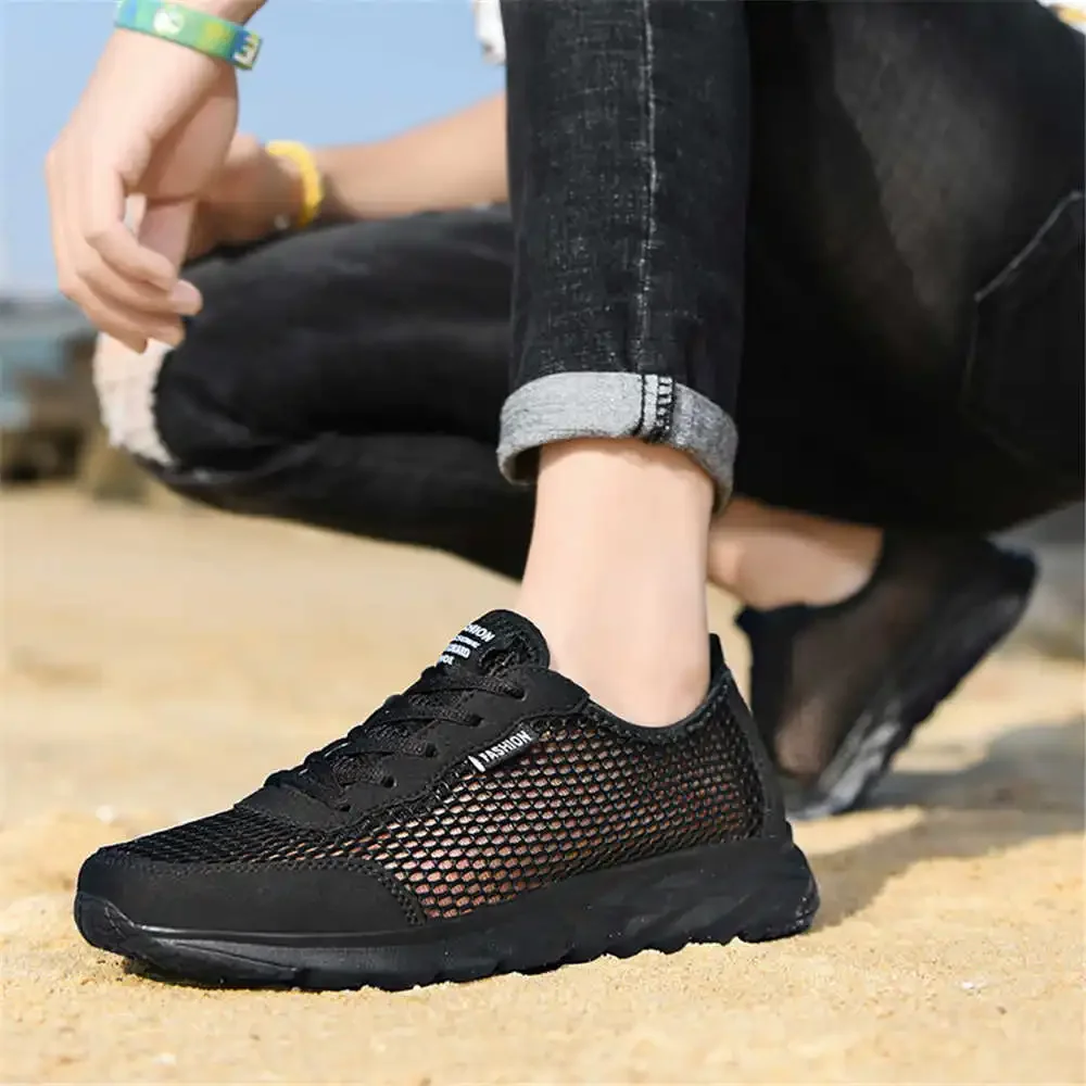 Lace Up Number 44 Sneakers Men Black Casual Shoes Without Heels Black Men's Boot Sports Wide Foot Classical Athlete Health