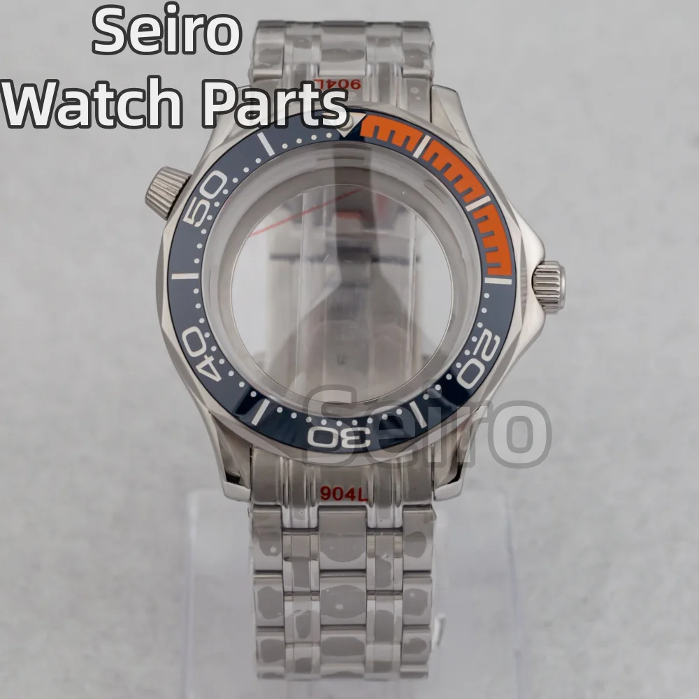 

Silver Stainless steel 41mm Automatic Watch Case Strap For Men Transparent Back fit NH35 NH36 movement Seamaster Case 31mm Dial