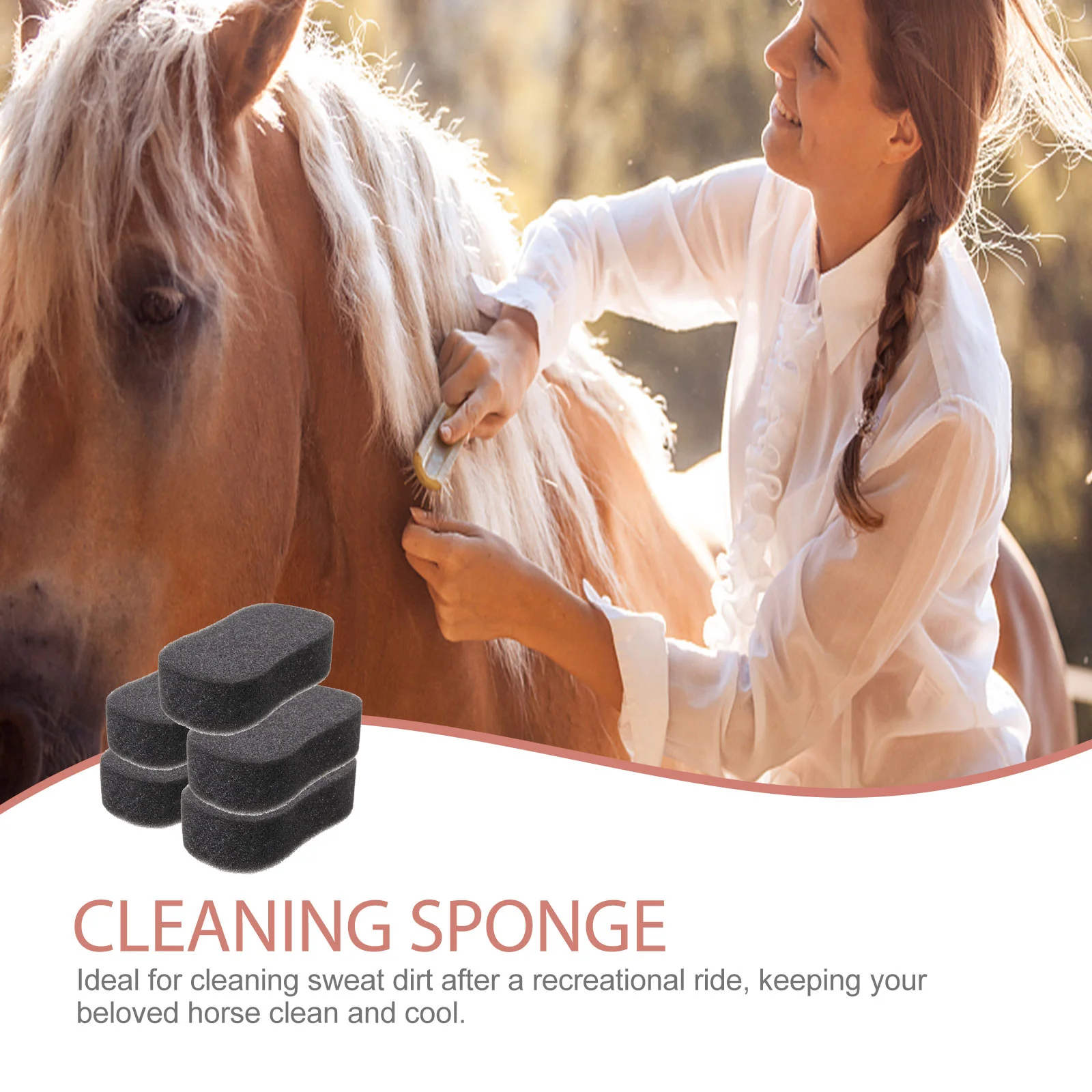 Horse Sponge Scrubber Shampoo Portable Washing Bathing Tools Black Child