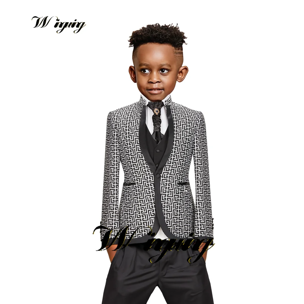 Fashion Boys Suit 3 Piece Set Pants Vest Formal Business Party Tuxedo Wedding Kids Blazer High Quality