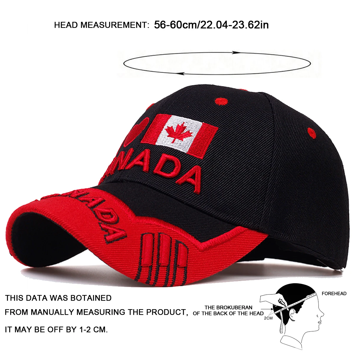 Unisex CANADA Embroidery Baseball Caps Spring Autumn Outdoor Adjustable Casual Hats Sunscreen Hat