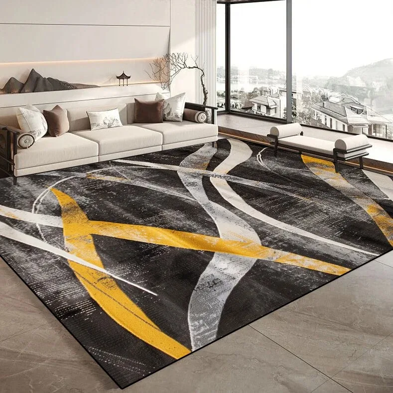 Nordic Large Area Orange Brown Carpet for Living Room Light Luxury Decor Easy Clean Soft Rugs for Bedroom Non-slip Floor Mat