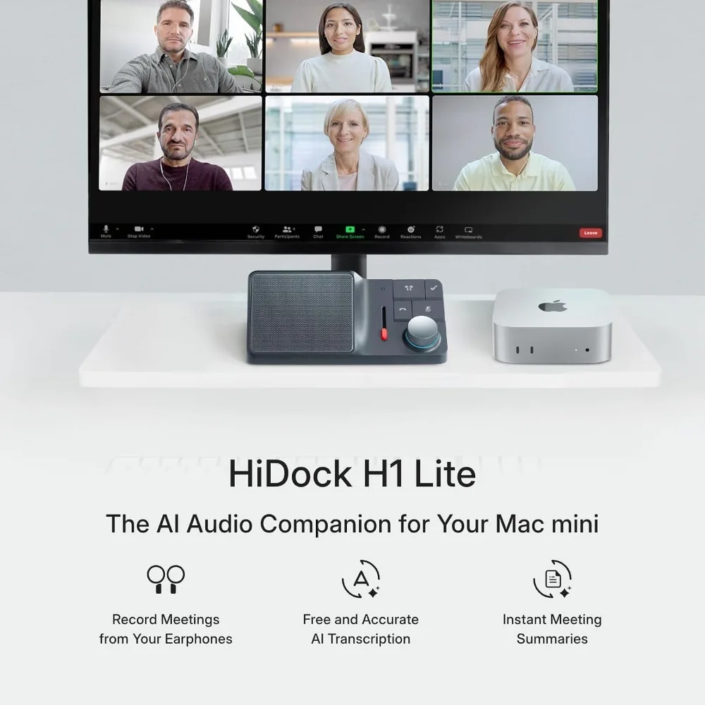 AI Conference Speakerphone with Bluetooth Connectivity, Noise-Canceling Mics, AI Transcription for Home Office Use view 3