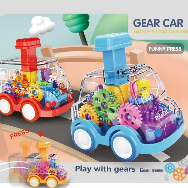Camion de pompier de dessin animé, engrenage Transparent, véhicule à inertie, jouets mignons, Mini voitures en plastique pour enfants