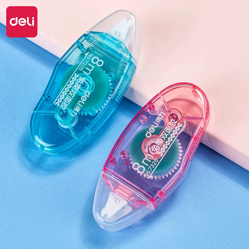 Deli-両面粘着テープ、スクラップブックドットランナーローラー、子供のためのテープ、DIY手工芸品、学生のための詰め替え可能なテープ、6mm x 8m