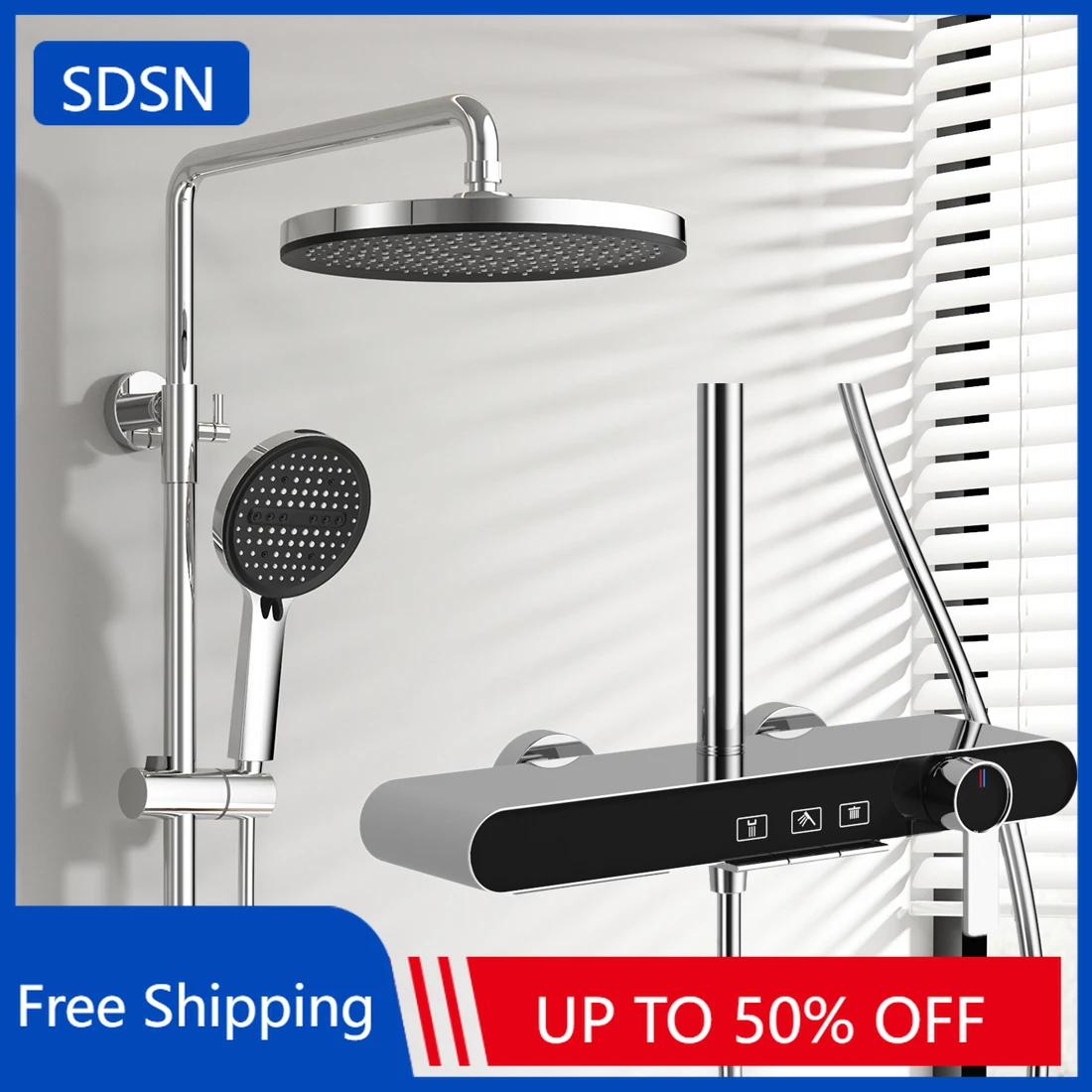 

Chrome Piano Bathroom Shower Set Quality Brass Waterfall Bathroom Shower Faucets Head Rose Gold Hot Cold Piano Shower System