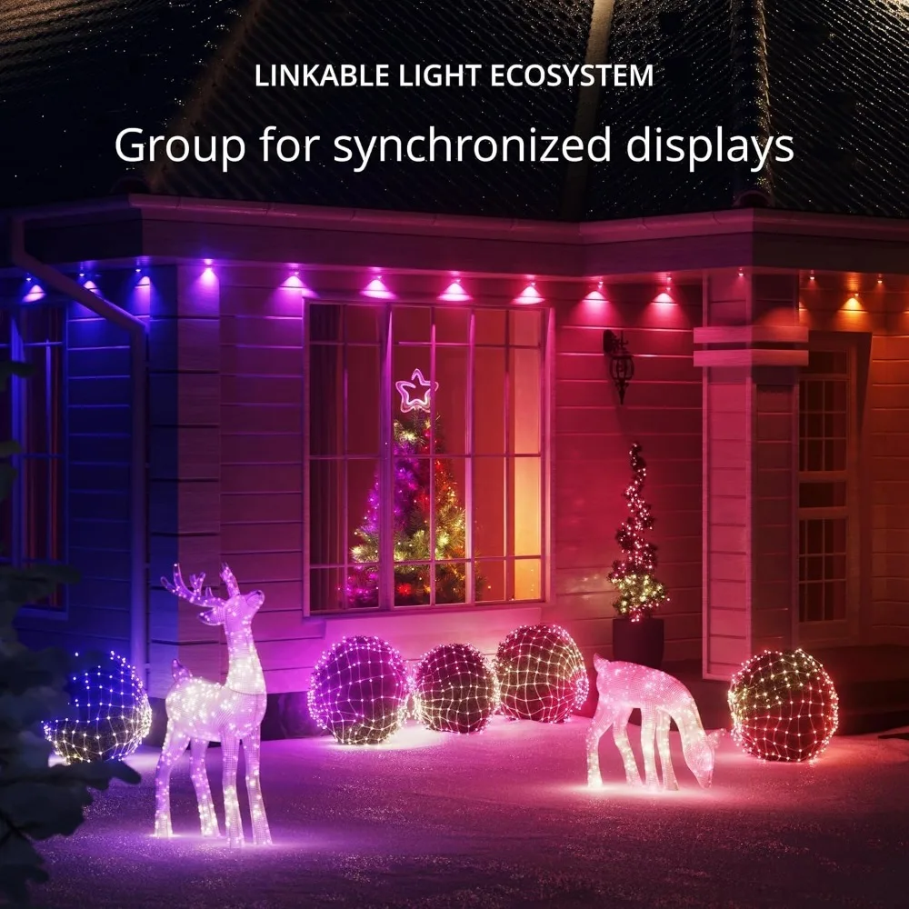 Cordas 750 LED RGB, incluindo luzes LED brancas mapeíveis ao ar livre e interno, luzes de Natal, luzes LED inteligentes, LEDs mapeíveis