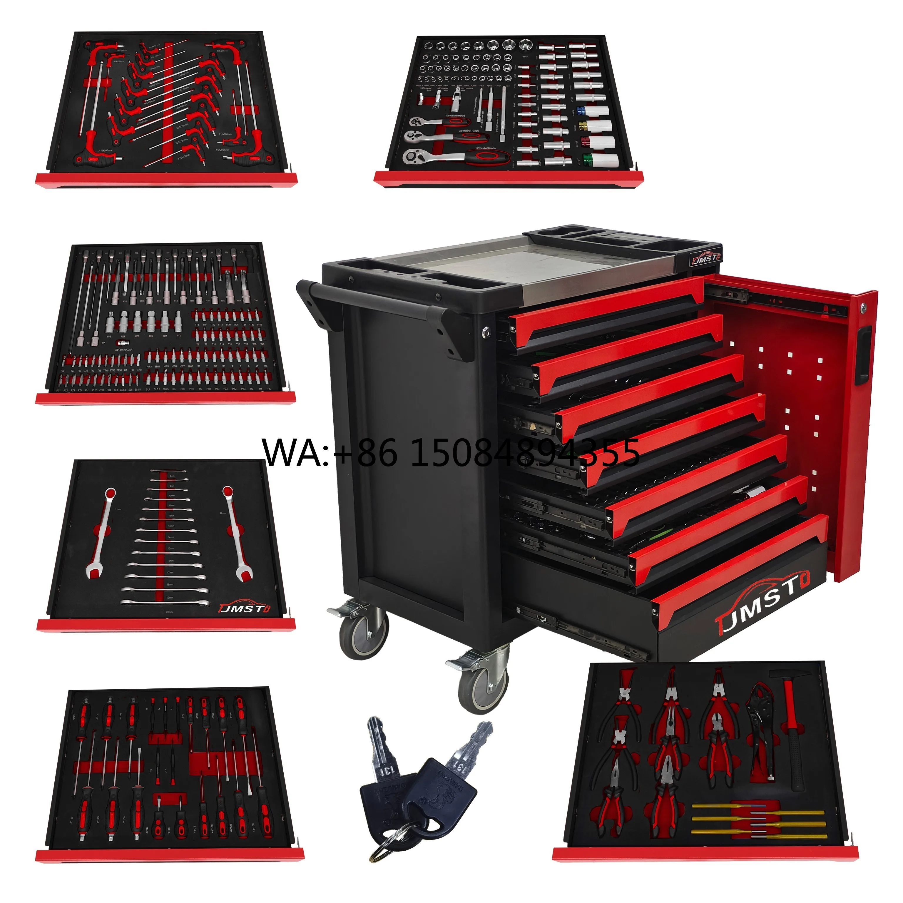 JMST Combination Tool Cabinet Durable SPCC Material Powder Coat Finish European Style 250kg Load Capacity OEM/ODM Available Hot