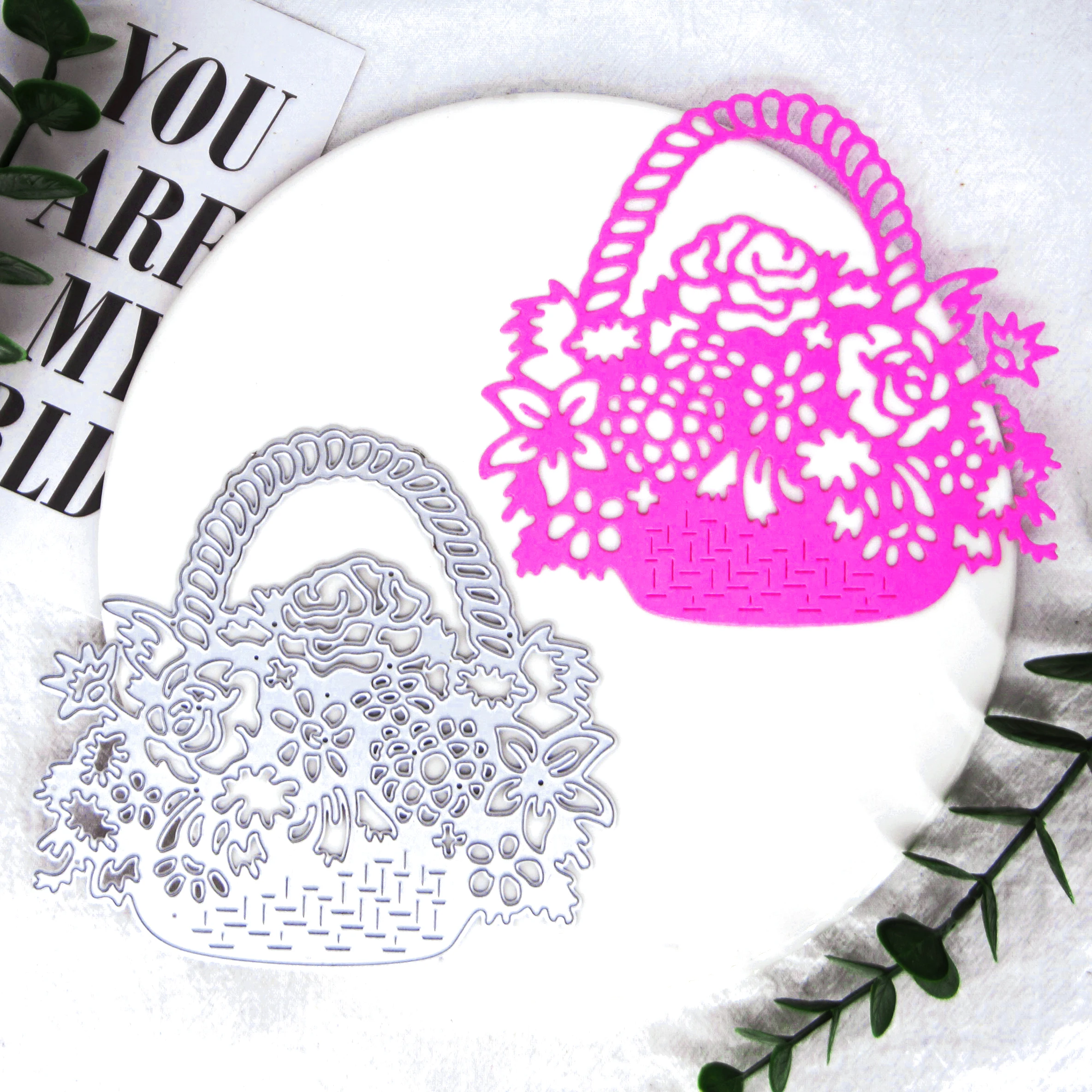 2022 Flower Basket Cutting Dies Craft Die Cut Scrapbook Embossing DIY Decorative Album Cover Paper Cards Making Tool Stencils Di