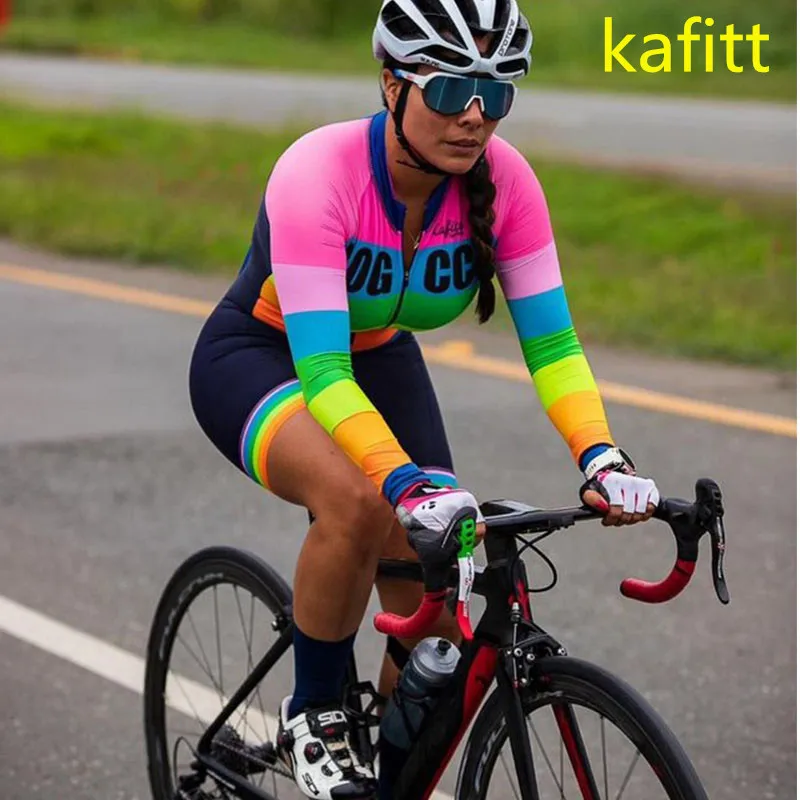 PRO Women's Summer Long-Sleeved One-Piece Cycling Suit for Bike Racing Set - Gel Monkey Shirt Workwear