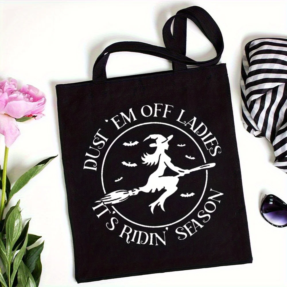Tote Bag Halloween Witch Design Dust Season Print for Everyday Use Shopping Travel Large Capacity Handbag Top-Handle Bags