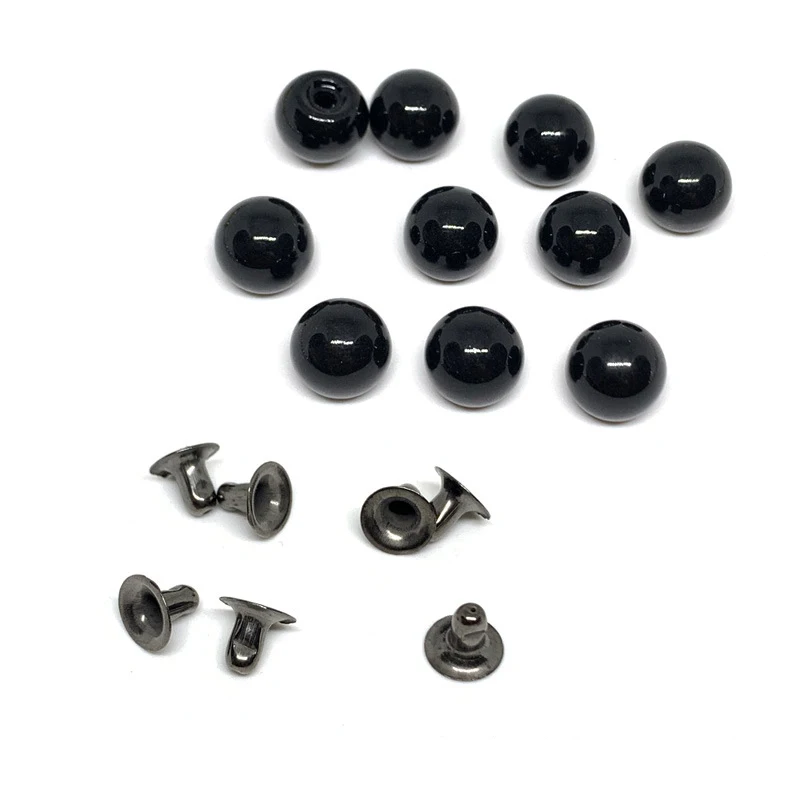 50 Sets 6mm~10mm Plastic Imitation Pearl Rivets Studs Round Rivet for DIY Leather Craft Bag Shoes Hat Clothes Decoration 4colors