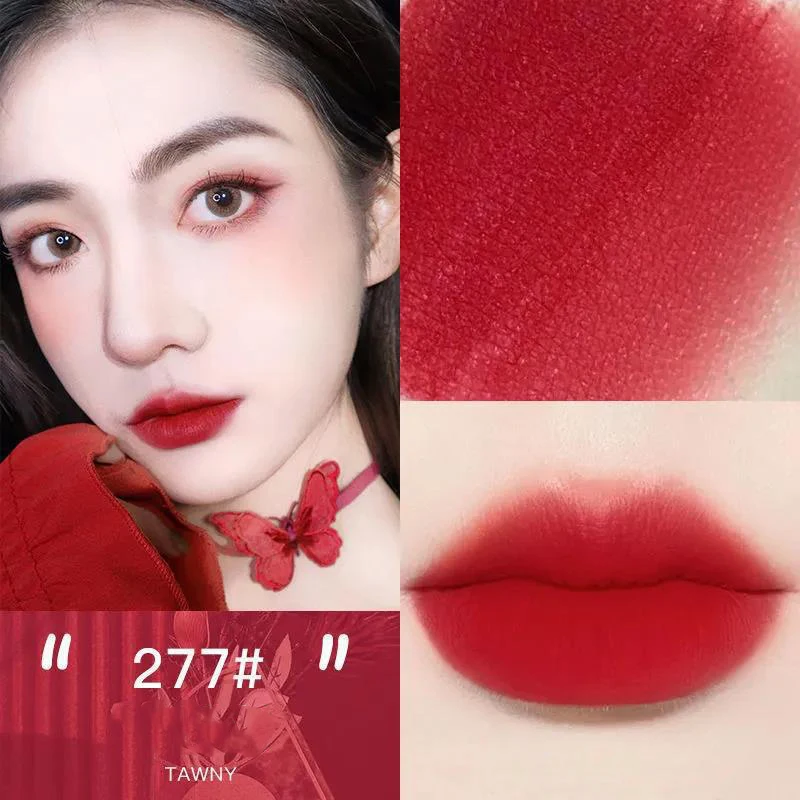 4 Color Sexy Red Canned Lip Mud Waterproof Moisturizing Long Lasting Mousse Matte  Velvet Blush Tint Lip Cheek Lipstick Makeup