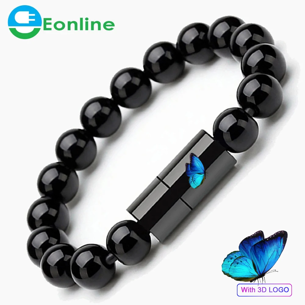 

EONLINE 24cm Wearable USB Charging Bracelet Beads Charging Cable Portable USB Phone Charger for Type C Micro USB Android Phone