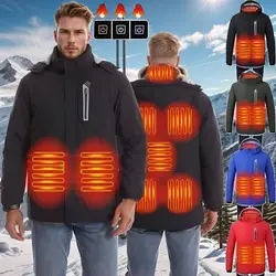 New 8 AreasHeated Jacket Men Winter USB Heating Jacket Men Waterproof Warm Moto Cycling Chaqueta Hooded Assault Jacket