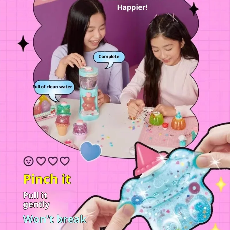 Mimiworld Handmade Diy Toy Sparkling Jelly Ball decodeco Anti-Stress Squeeze Toy Suitable Gifts for Girls Handmade DIY Keychain