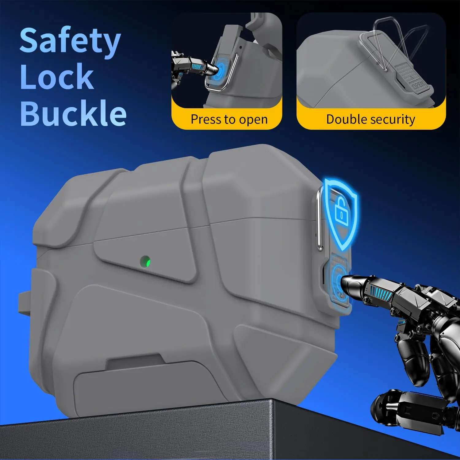 Lock Earphone Case For AirPods Pro 3 with Carabiner and Invisible Stand Military Armor Design Shockproof Cover For AirPods Pro 3 view 4