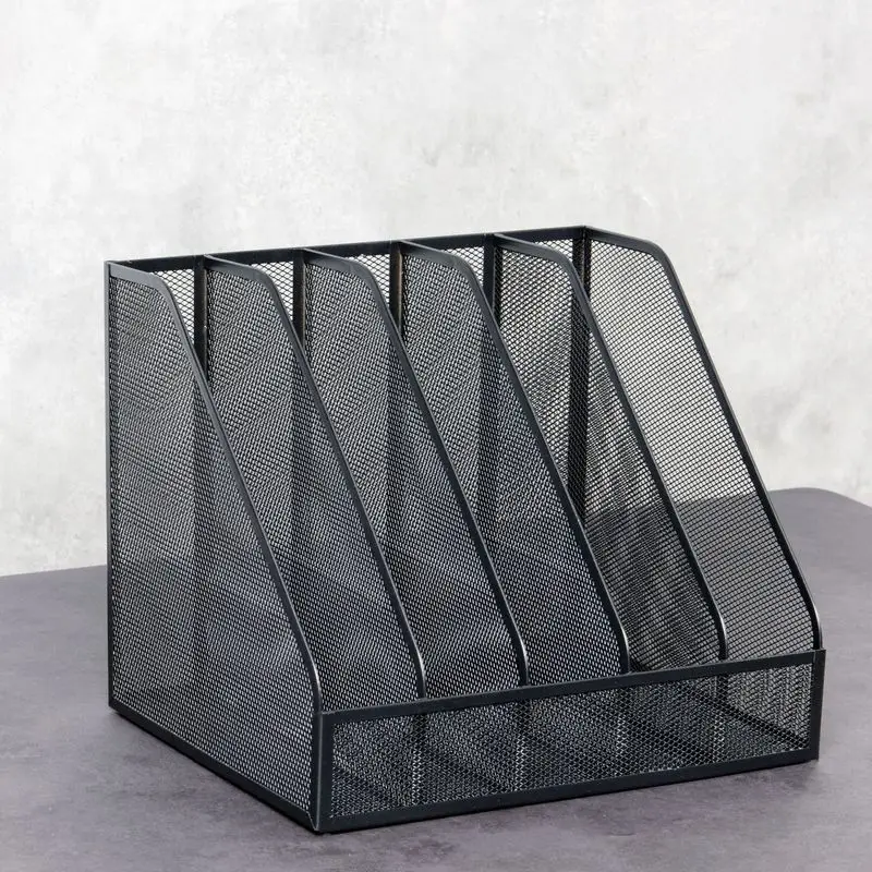 Imagem -04 - Metal File Rack Frame para Office Desktop Mesh Storage Box Papelaria Multi-layer Rack de Armazenamento de Dados Grid