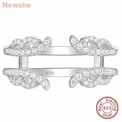Newshe 925 Sterling Silver Ring Enhancer Engagement Rings Vintage Guard Wrap Wedding Band for Women AAAAA Cz Size 5-10