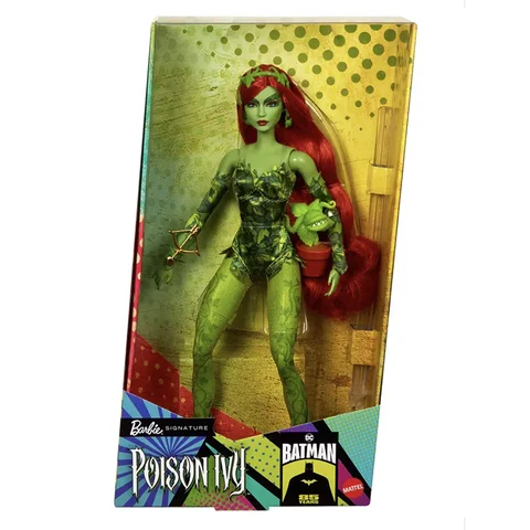 바비 시그니처 포이즌 아이비 수집가 인형(포즈 가능한 바디 아이코닉 의상 포함) DC 배트맨 85주년 기념 소장 장난감 HRM51