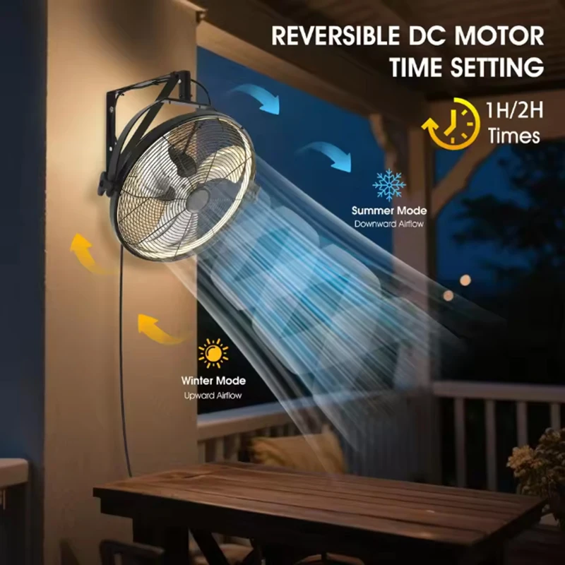 Mounted Wall Fan Adjustable Large Ceiling Lamp Fan Metal Fan Collection Industrial Commercial Use for Office Home 2IN1 Fan