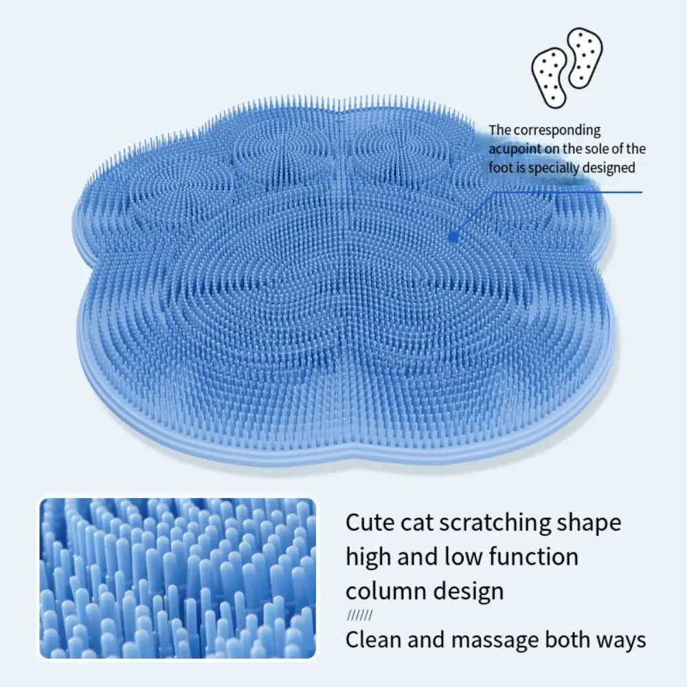 Cat Paw Back Massage Cleaning Brush Wall Mounted Multifunction Foot Massage Scrubber Non-slip 30x30cm Feet Wash Mat Home Use