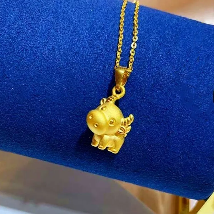 

Cute 14K Gold Color Cow Necklace for Women Girl Women's Wedding Jewelry Charm Chain Pendant Choker Fine Jewelry Gift Not Fade