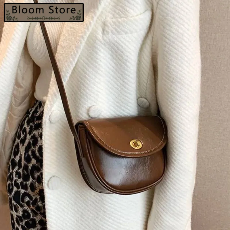 

Bloom Vintage Brown Mini Women Retro Pu Leather Saddle Messenger Bag Purse Ladies Haruku Casual Crossbody Bags Aesthetic