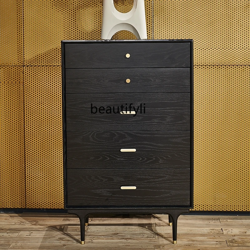 Nordic Chest of Drawers Storage Mid-Ancient Retro Industrial Style Smoky Color Storage Cabinet