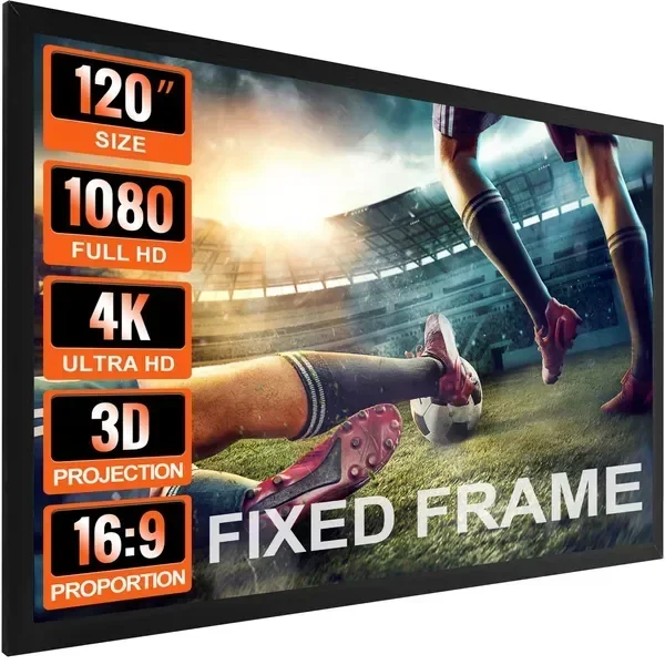 16:9 Fixed Frame Projector Screen for 4K HDTV Movie Theater Experience