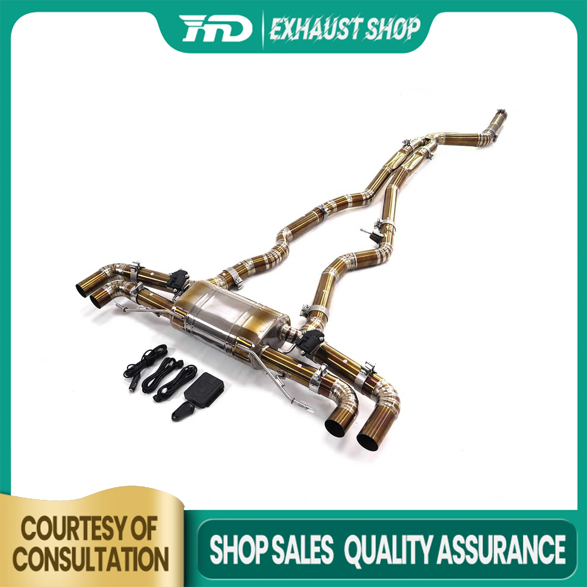 

HMD Exhaust Catback for BMW M240I B58 G42 Ti Electronic valve Muffler Large diameter Baked golden Exact Fit Handcrafted