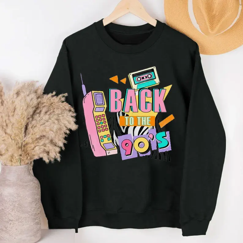 

Back To The Sweatshirt Miss 90s Sweater Nostalgia Sweater for Women 90's Music Party Costume Vibe Sweater 90s Tank Tops Clothes