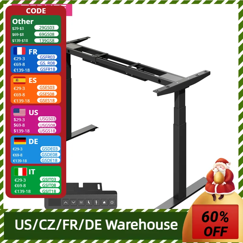 Redlife Marco de escritorio eléctrico de pie, escritorio de pie, base de altura ajustable, motor dual con controlador de memoria para el hogar y la