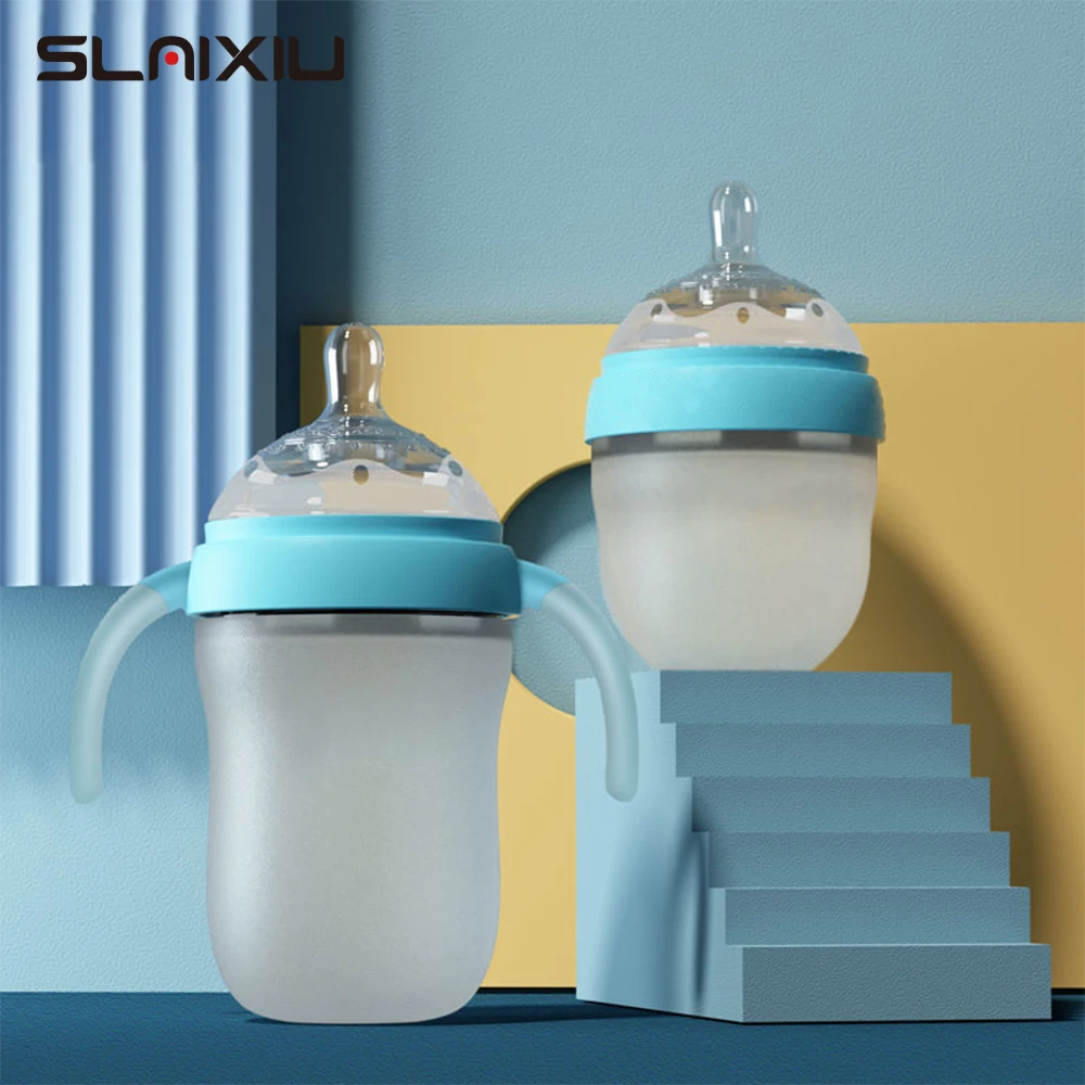 Silicone Baby Bottle  Newborn Wide Caliber Anti-flatulence Anti-drop Silicone Feeding Bottle Baby Supplies  BPA Free